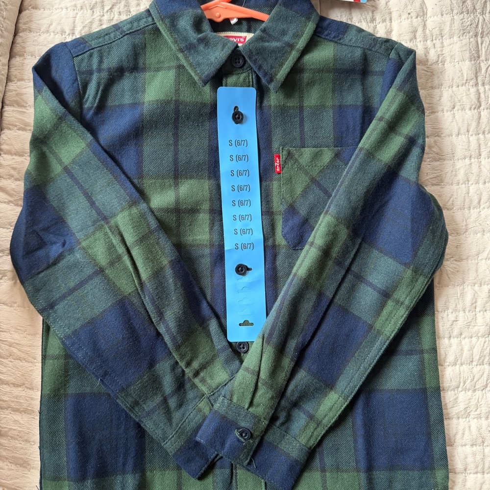Levi's Dark Green & Navy Plaid Flannel Shirt